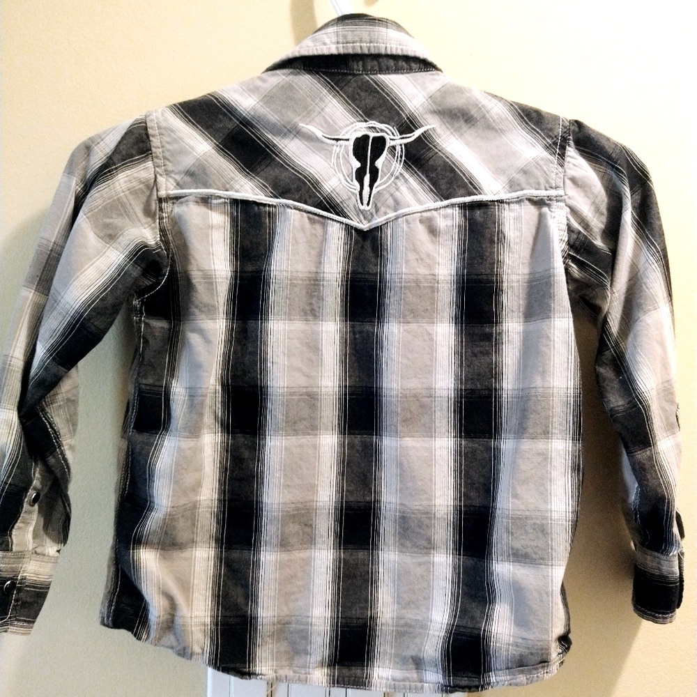 🤠🐎Boys Cowboy Hardware Western Plaid Longsleeve Shirt, Size XS/5